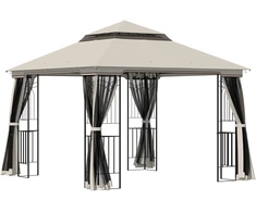 Koduva Sodo pavėsinė su dvigubu stogu, smėlio spalvos, 2,99 x 2,99 x 2,74 m