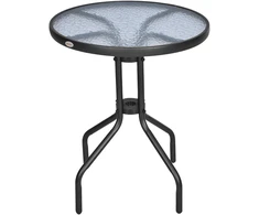Koduva Sodo stalas balkono stalas, juodas, Ø60 x H70 cm, metalas ir saugus stiklas