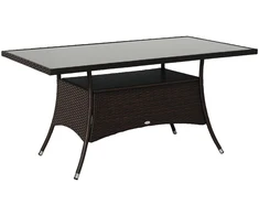 Koduva Sodo valgomojo stalas, poliratano, saugumo stiklas, rudas / juodas, 150 x 85 x 74 cm