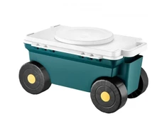 VEVOR Sodo vežimėlis su sėdyne TC4460A, 2 viename, su daiktadėže, iki 123 kg, pilka, žalia, juoda, 52 x 31 x 28 cm