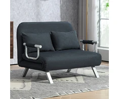 Koduva Sofa-lova, 5 padėčių reguliuojama, dirbtinė zomša, plieno rėmas, su pagalve, juoda