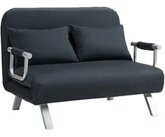 Koduva Sofa-lova, 5 padėčių reguliuojama, dirbtinė zomša, plieno rėmas, su pagalve, juoda