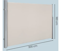 Songmics Šoninė markizė balkonui ir terasai, 180 x 300 cm, aliuminio lydinys, poliesteris, smėlio spalvos