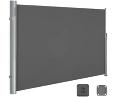 Songmics Šoninė markizė balkonui ir terasai, 160 x 350 cm, antracito, aliuminis, poliesteris su PU danga