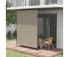 Koduva Šoninė markizė, montavimas be gręžimo, reguliuojamas aukštis, su rankenėle, metalinis rėmas, smėlio spalvos, 2 x 2,15–3,05 m
