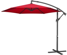Songmics Šoninis skėtis nuo saulės su stovu, 300 cm, metalinis, poliesteris 180 g/m², raudonas