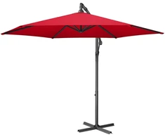Songmics Šoninis skėtis nuo saulės su stovu, 300 cm, metalinis, poliesteris 180 g/m², raudonas