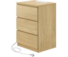 Koduva Šoninių staliukų rinkinys su elektros lizdais, 3 stalčiai, 35,5 x 40,5 x 59,5 cm, geltonas