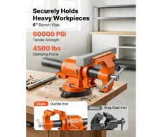VEVOR Stalinis spaustuvas KD06, 150 mm, pasukamas 360°, 155 mm