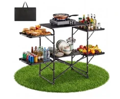 VEVOR Stovyklavimo virtuvės stalas 13045, sulankstomas, su 4 šoniniais staliukais, 130 x 45 x 90 cm
