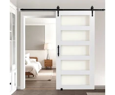 Koduva Stumdomos tvarto durys VEVOR, 107 x 213 cm, baltos, MDF ir stiklas, su furnitūros rinkiniu