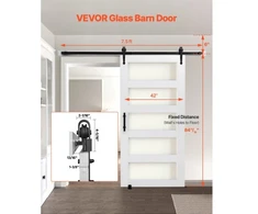 Koduva Stumdomos tvarto durys VEVOR, 107 x 213 cm, baltos, MDF ir stiklas, su furnitūros rinkiniu