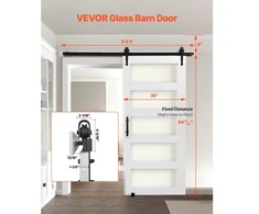 Koduva Stumdomos tvarto durys VEVOR, 91 x 213 cm, baltos, MDF, mediena ir stiklas, su furnitūros rinkiniu