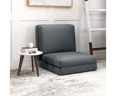 Koduva Sulankstoma grindų kėdė su pagalvėle, transformuojama sofa, tamsiai pilka, 75 x 268 x 18 cm