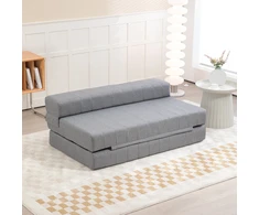 Fotelis Koduva Sulankstoma grindų sofa su miego funkcija, svečių lova, pilka, 138 x 80 x 50 cm