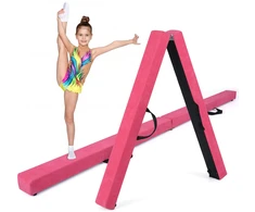 Promotion Sulankstomas gimnastikos balansinis rąstas su rankenomis, rožinis, 210 x 10 x 6 cm