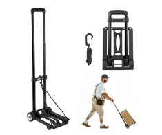 Koduva Sulankstomas rankinis vežimėlis VEVOR PZS30, 49,9kg, juodas, 32 x 24 x 97 cm