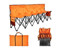 VEVOR Sulankstomas sporto suolas, 6 vietų, su atlošu ir šoninėmis kišenėmis, oranžinis, 240 x 45 x 82 cm