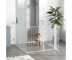 Koduva Sulankstomas šuniukų aptvaras su moduline konstrukcija, plieno rėmas, baltas, 123 x 102 x 90 cm