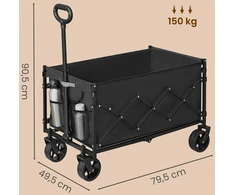 Koduva Sulankstomas transportavimo vežimėlis su rankena, 4 sustiprinti ratai, juodas, 49,5 x 79,5 x 90,5 cm