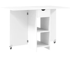 Koduva Sulankstomas valgomojo stalas 2–4 asmenims, baltas, su sandėliavimo vieta, 114,5 x 70 x 75 cm