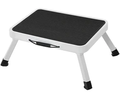 Songmics Sulankstomas vienpakopis laiptelis iš plieno, baltas, 37,5 x 26,5 x 17,5 cm, iki 150 kg