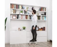 Songmics Sulankstomas vienpakopis laiptelis iš plieno, baltas, 37,5 x 26,5 x 17,5 cm, iki 150 kg
