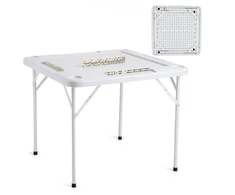 VEVOR Sulankstomas žaidimų stalas SN-90, 4 žaidėjams, su 4 puodelių laikikliais ir 4 žetonų dėklais, baltas, 90 x 90 cm