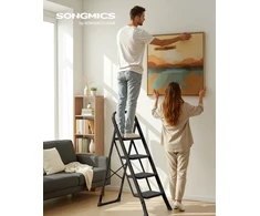 Koduva Sulankstomos 4 pakopų kopėčios iš plieno, juodos, 89 x 45 x 127 cm, apkrova iki 150 kg