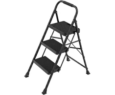 Koduva Sulankstomos kopėčios, 3 pakopų, plieninės, juodos, 150 kg, 73 x 46,5 x 102,5 cm
