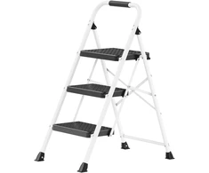 Koduva Sulankstomos kopėčios, 3 pakopų, plieninės, baltos, iki 150 kg