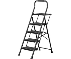 Koduva Sulankstomos kopėčios, 4 pakopų, plieninės, juodos, 150 kg, 84 x 45,5 x 145,2 cm
