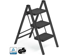 Koduva Sulankstomos pakopinės kopėčios, 3 pakopų, plieninės, 150 kg, 73,5 x 43,4 x 85,5 cm, juodos