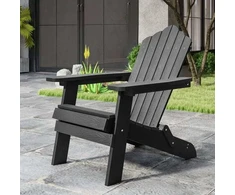 Koduva Sulankstomų Adirondack lauko kėdžių komplektas, 2 vnt., HIPS plastikas, juoda, 88 x 77 x 95 cm