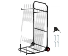 Koduva Sulankstomų kėdžių stovas VEVOR VV46, 10 kėdžių, iki 45 kg, metalas, matinė juoda, 110 x 57 x 58 cm