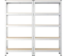 Koduva Sunkiųjų daiktų stelažas, 2 vnt., 75 x 30 x 150 cm, plienas ir MDF, sidabrinės spalvos