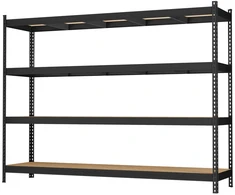Koduva Sunkiųjų krovinių stelažas su 4 lentynomis, plienas ir MDF, juodas, 60 x 200 x 183 cm