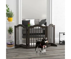 Koduva Šuns apsauginiai varteliai, 3 dalių, sulankstomi, mediena ir MDF, 154,5 x 29,5 x 61 cm, kavos