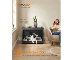 Koduva Šuns narvas-baldas su išimamu padėklu, 98 x 65 x 68 cm, medžio drožlių plokštė ir plienas