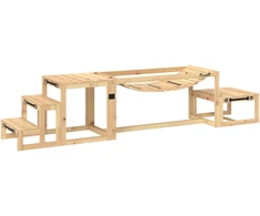 Koduva Šunų agility rinkinys, 3 dalių, su tiltu, laipteliais ir platforma, natūrali mediena, iki 40 kg