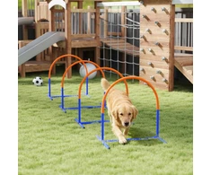 Koduva Šunų agility rinkinys, 4 lankai, mėlyna+oranžinė, 88 x 64 x 95 cm