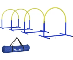 Koduva Šunų agility rinkinys, 4 lankai, mėlyna ir geltona, 88 x 64 x 95 cm