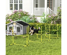 Koduva Šunų agility rinkinys, 4 vnt., kliūtys, slalomo kartys, grindų kartys, geltonas