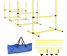 Koduva Šunų agility rinkinys, 4 vnt., kliūtys, slalomo kartys, grindų kartys, geltonas