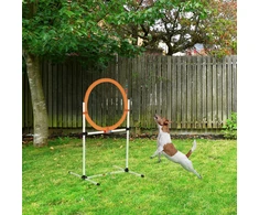 Koduva Šunų agility treniruočių rinkinys su žiedu 2 viename, Model 4, plastikas PE, balta+oranžinė, 74,5 x 66 x 91 cm