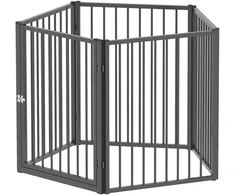 Koduva Šunų aptvaras, 5 panelės, sulankstoma nešiojama tvora, juodas