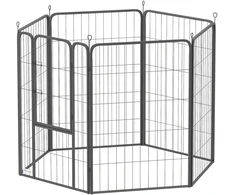 Koduva Šunų aptvaras su 6 panelėmis, juodas, plienas, 100 cm