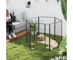 Koduva Šunų aptvaras su 6 panelėmis, juodas, plienas, 100 cm
