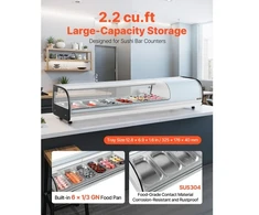 Koduva Sushi vitrininis šaldytuvas VEVOR GN-62L, 62 l, 6 indų, 151 x 43 x 29 cm