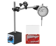 Koduva Svirtinis indikatorius VEVOR su dvigubo strypo magnetiniu stovu ir dėklu, 0,03 mm, 0-25,4 mm